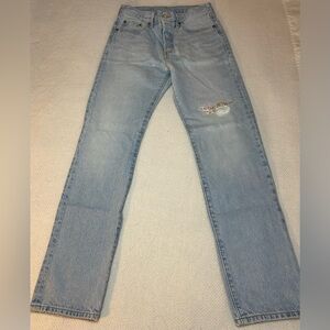 Levis 501 150th Anniversary Jeans W25  L30 Womens Blue Button Fly Flower Patch